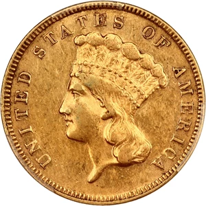 image for: 1887 $3 PCGS AU53
