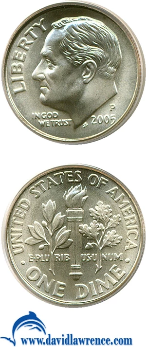 image for: 2005-P 10c PCGS MS69 FB