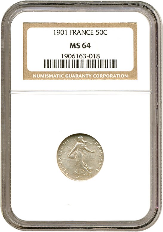 image for: France: 1901 50 Centime  NGC MS64 