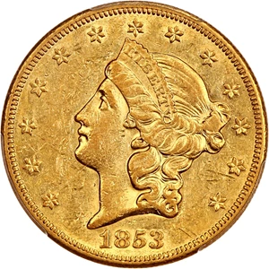 image for: 1853-O $20 PCGS AU55
