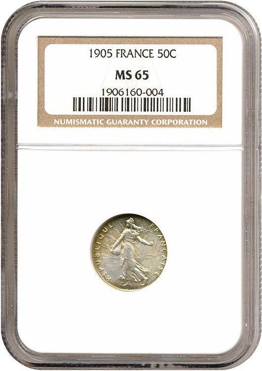 image for: France: 1905 50 Centime  NGC MS65 