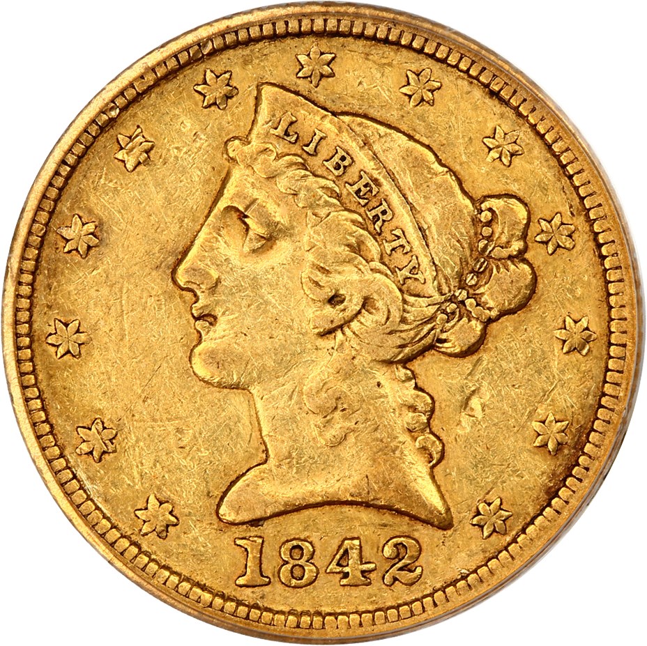 image for: 1842-D $5 PCGS XF40 (Large Date)