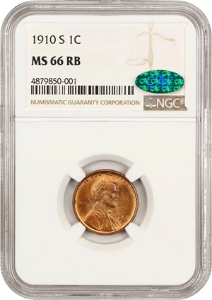 image for: 1910-S 1c NGC/CAC MS66 RB