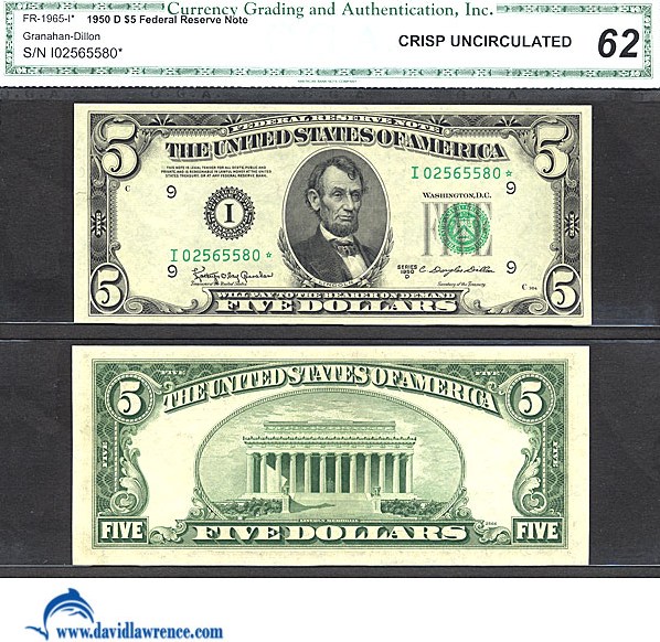 1950D $5 Replacement, Minneapolis (Fr. 1965I* )