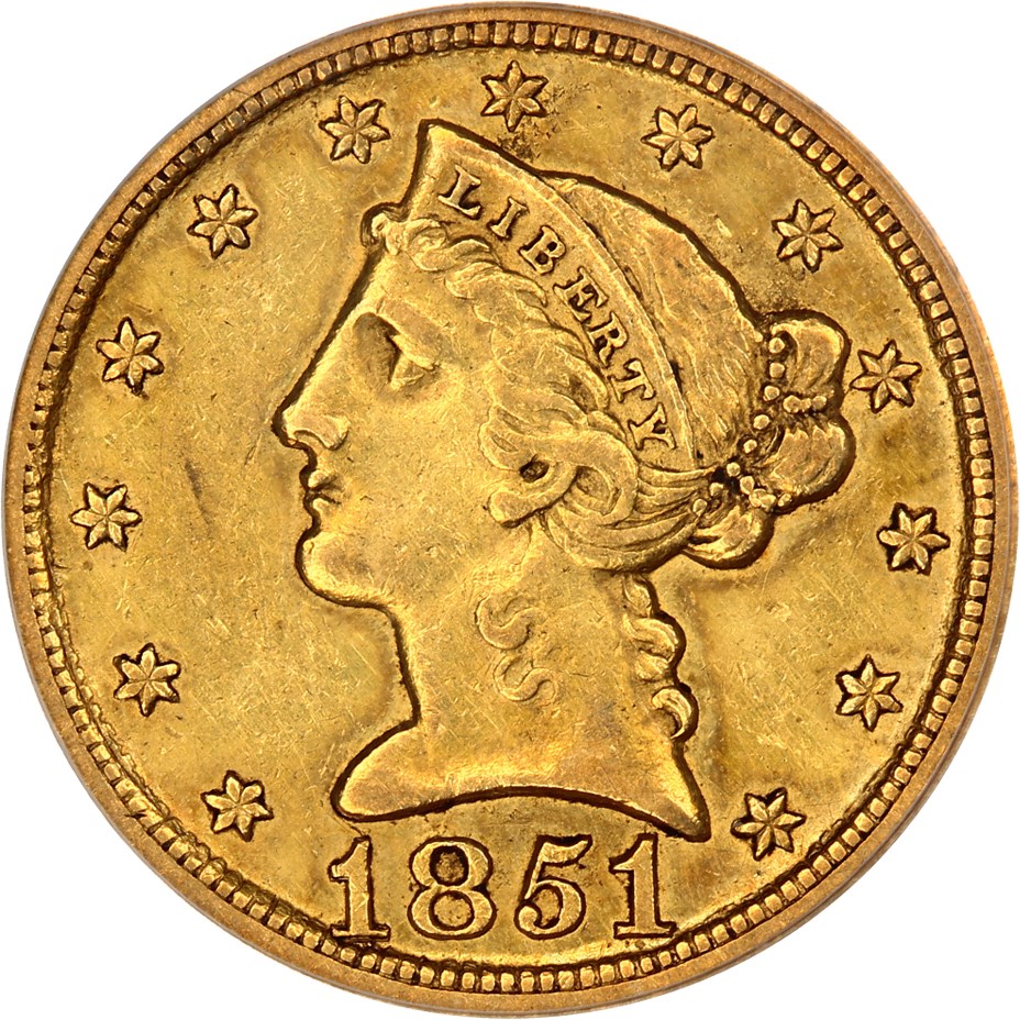 image for: 1851-D $5 PCGS XF45