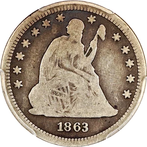 image for: 1863 25c PCGS VG-08