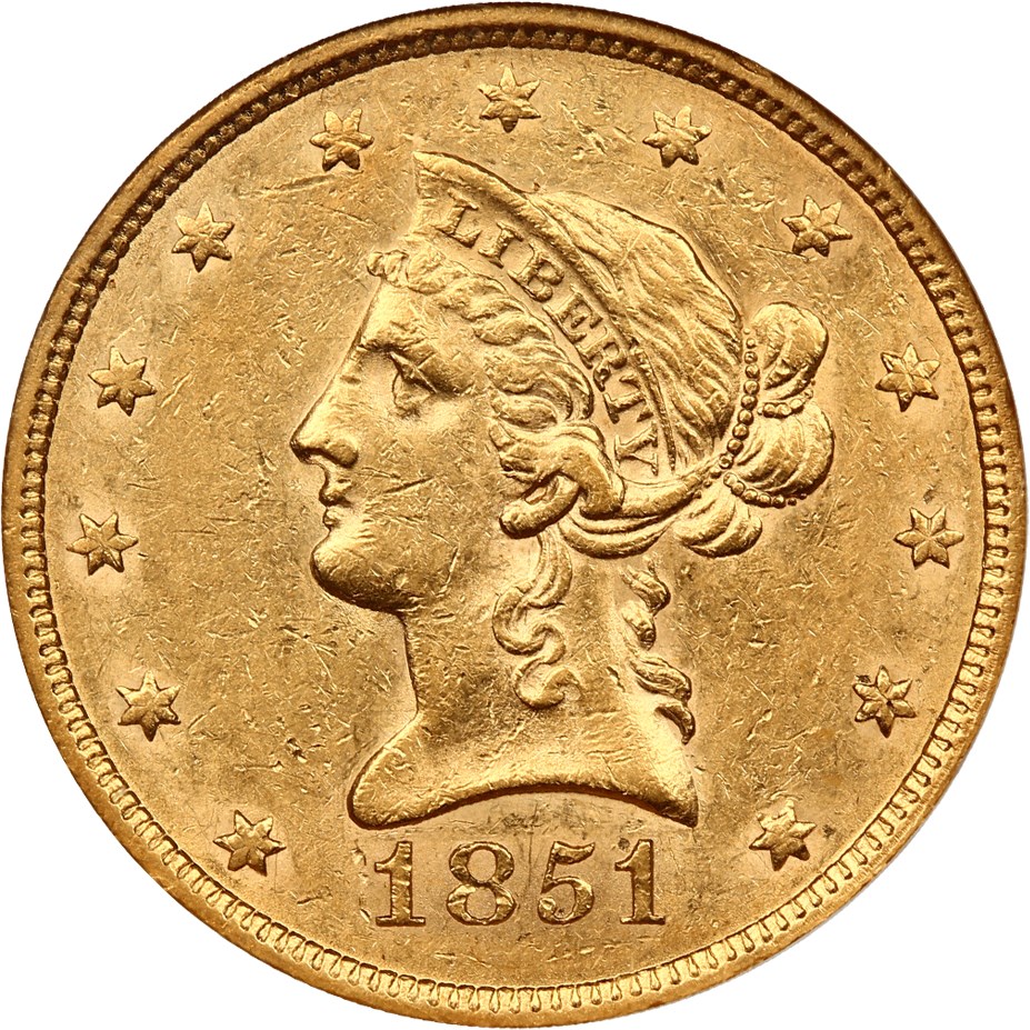 image for: S.S. Republic Shipwreck: 1851 $10 NGC AU58