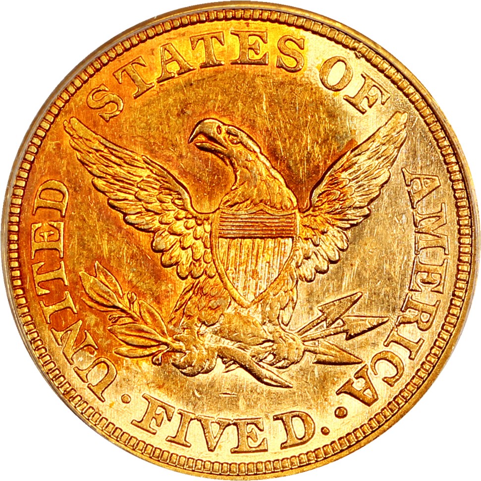 image for: 1858 $5 PCGS AU55 (OGH)