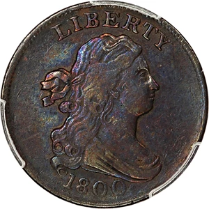 image for: 1800 1/2c PCGS XF Details (Cleaned)