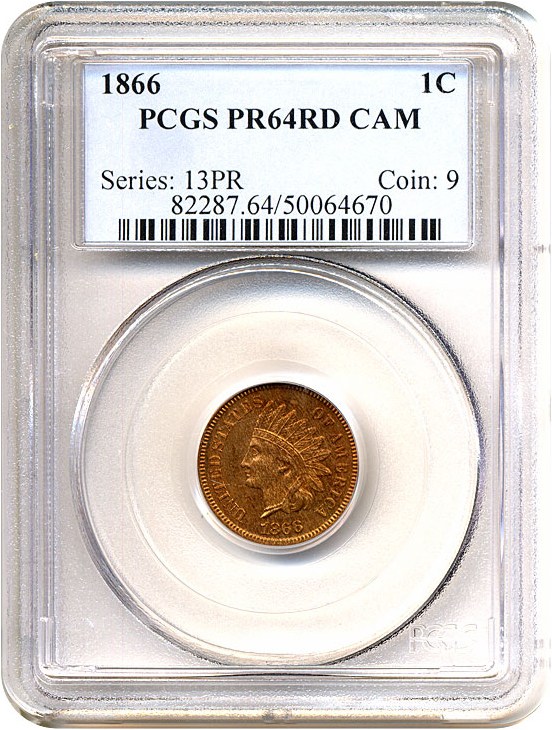 image for: 1866 1c  PCGS Proof 64 RD Cameo