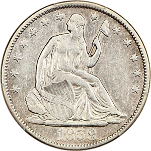 image for: 1858-S 50c PCGS VF35