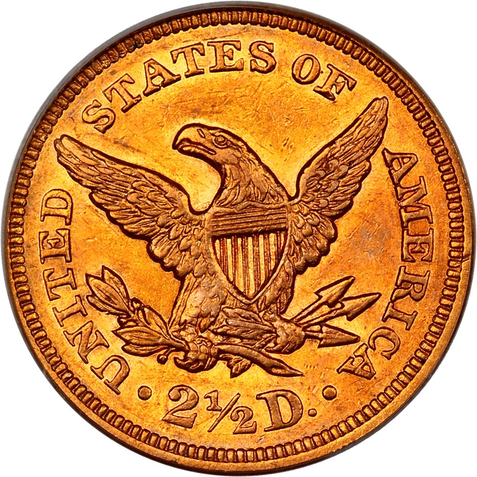 image for: 1859 $2 1/2 PCGS AU55 (Old Reverse)