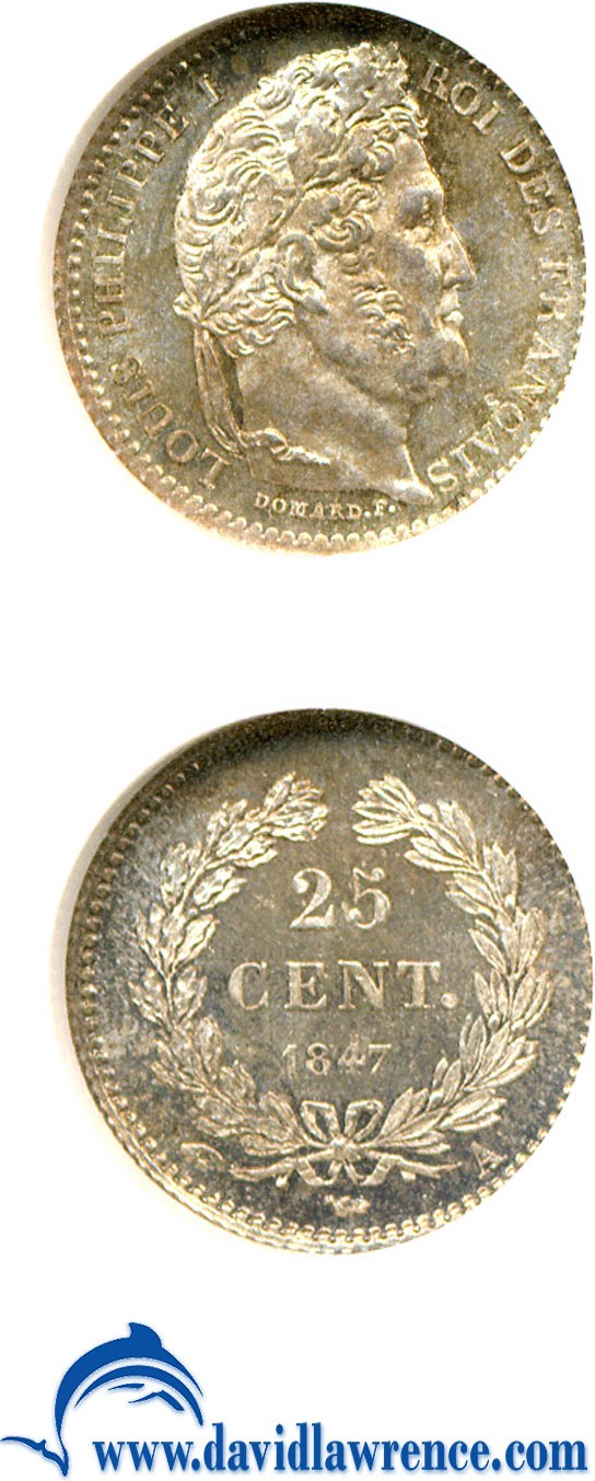 image for: France: 1847-A 25 Centime  NGC MS66   