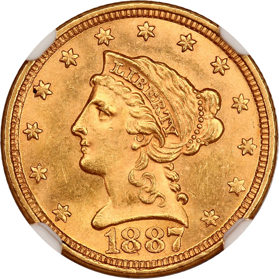 image for: 1887 $2 1/2 NGC/CAC MS62+