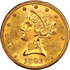 image for: 1893-O $10 PCGS MS62