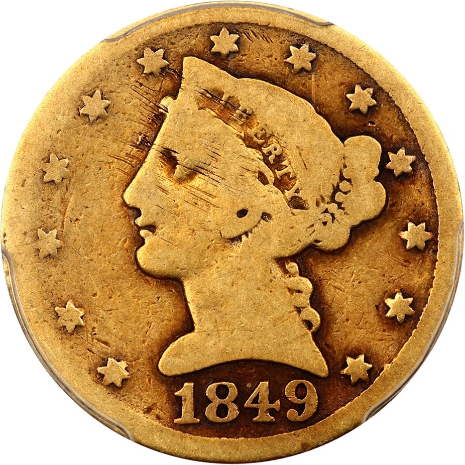 image for: 1849-D $5 PCGS/CAC Good-06