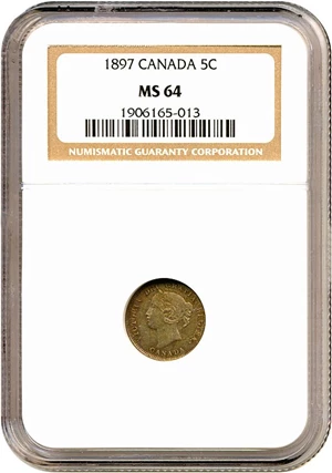image for: Canada: 1897 5C NGC MS64