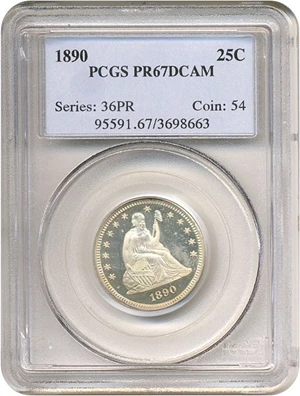 image for: 1890 25c PCGS Proof 67 DCameo