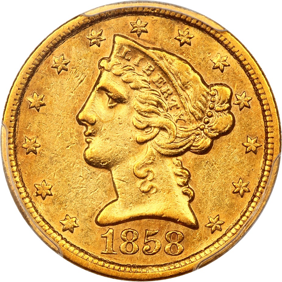 image for: 1858-C $5 PCGS AU53