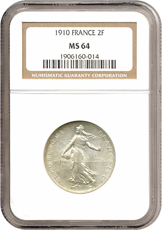 image for: France: 1910 2 Fr  NGC MS64 