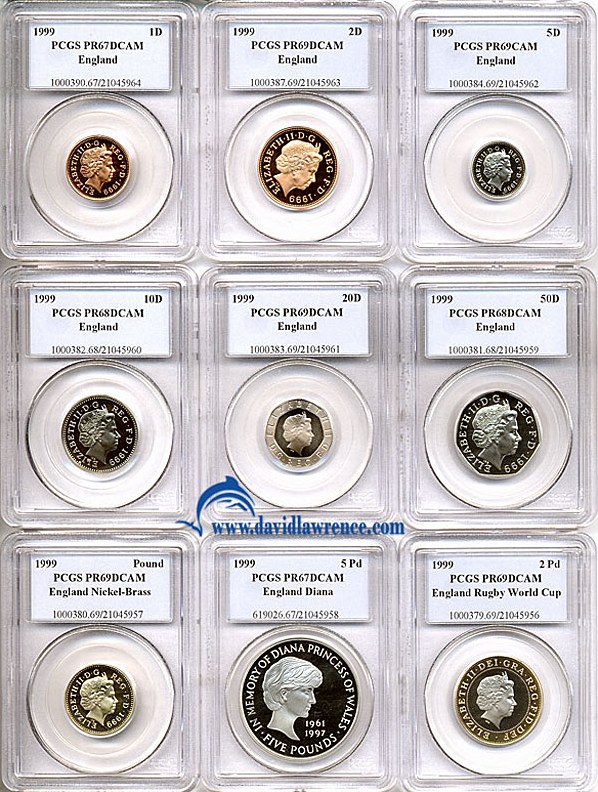 image for: Great Britain: 1999 Proof Set 9 piece proof set. PCGS Proof 67-69 DCameo
