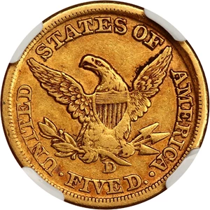 image for: 1857-D $5 NGC XF45
