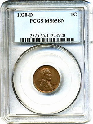 image for: 1920-D 1c PCGS MS65 BN