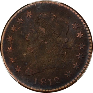 image for: 1812 1c PCGS VF Details (Large Date, Environmental Damage)