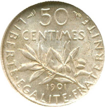image for: France: 1901 50 Centime  NGC MS64 