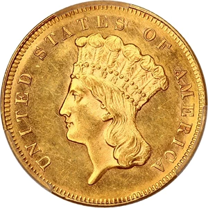 image for: 1861 $3 PCGS MS63