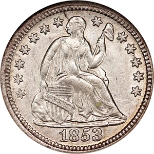 image for: 1853 H10c NGC/CAC AU55 (No Arrows)