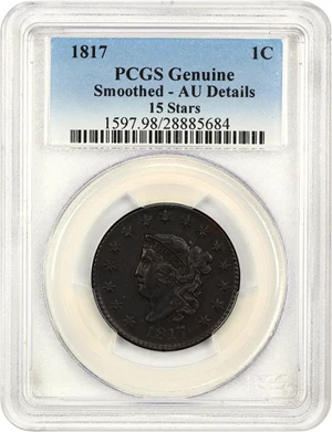 image for: 1817 1c PCGS AU Details (15 Stars, Smoothed)
