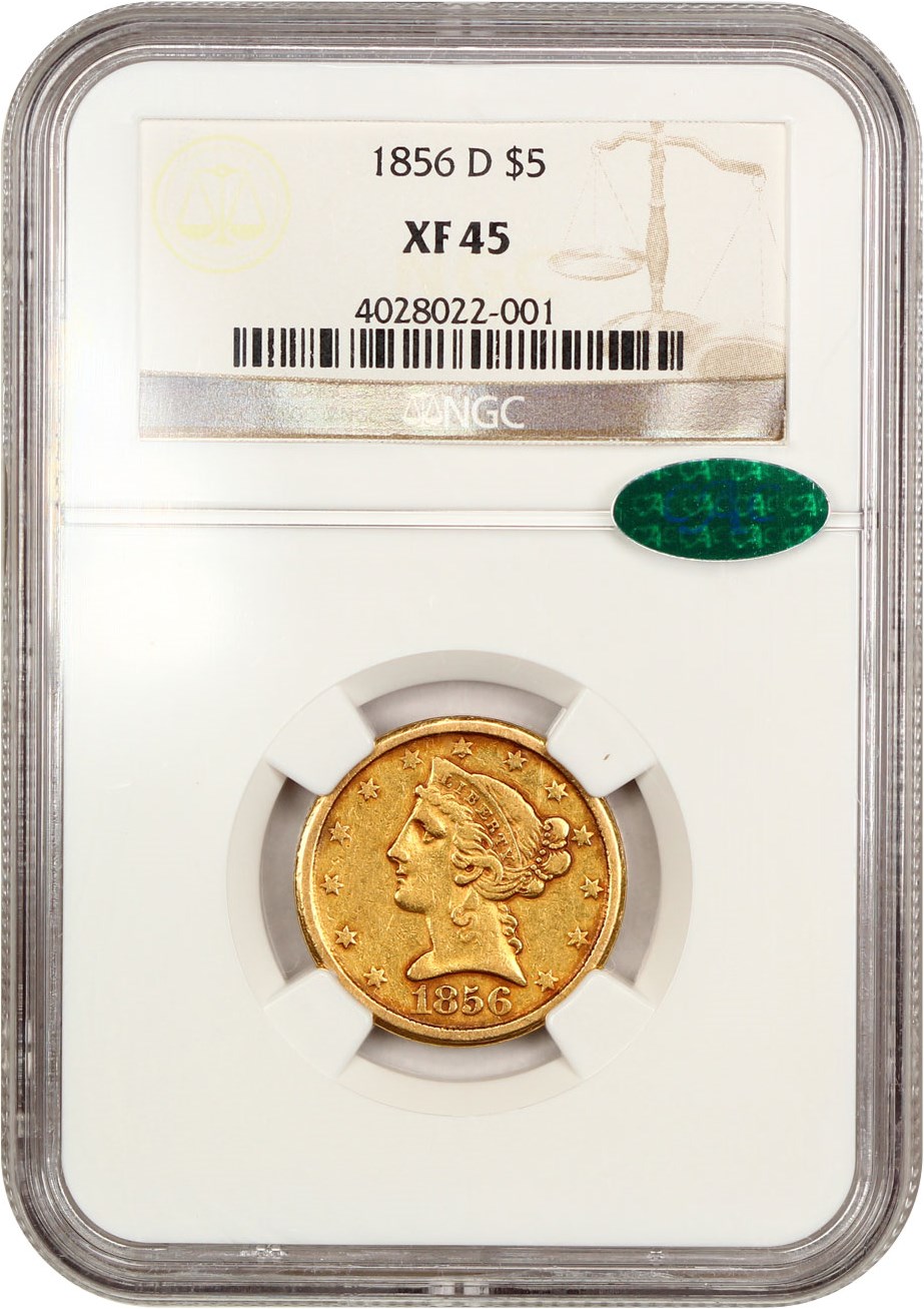 image for: 1856-D $5 NGC/CAC XF45