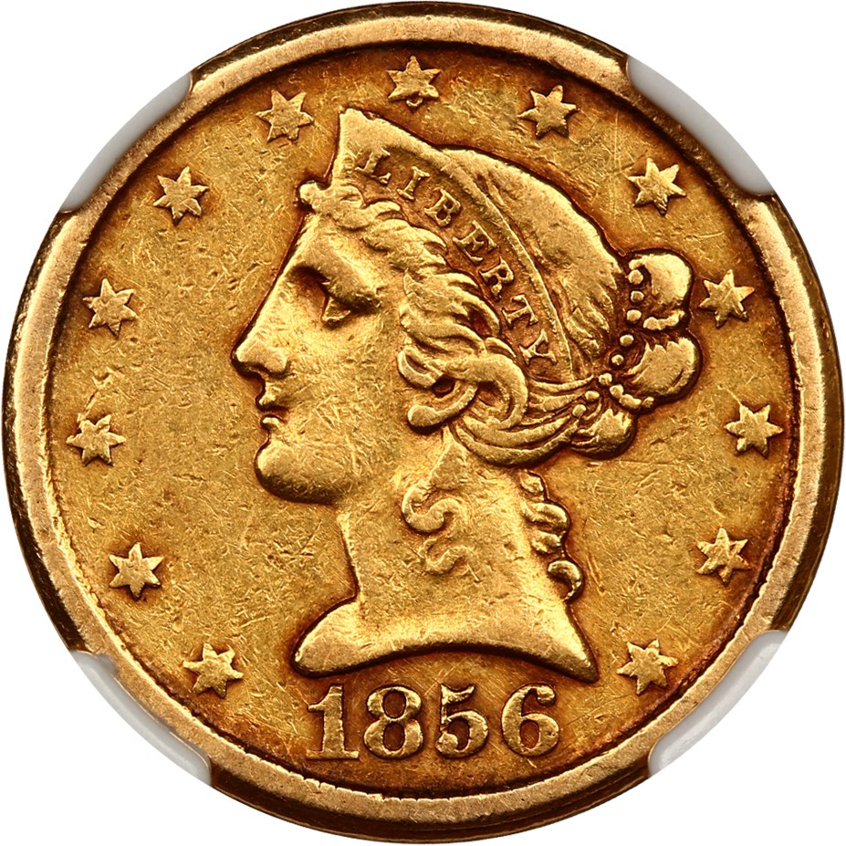 image for: 1856-D $5 NGC/CAC XF45