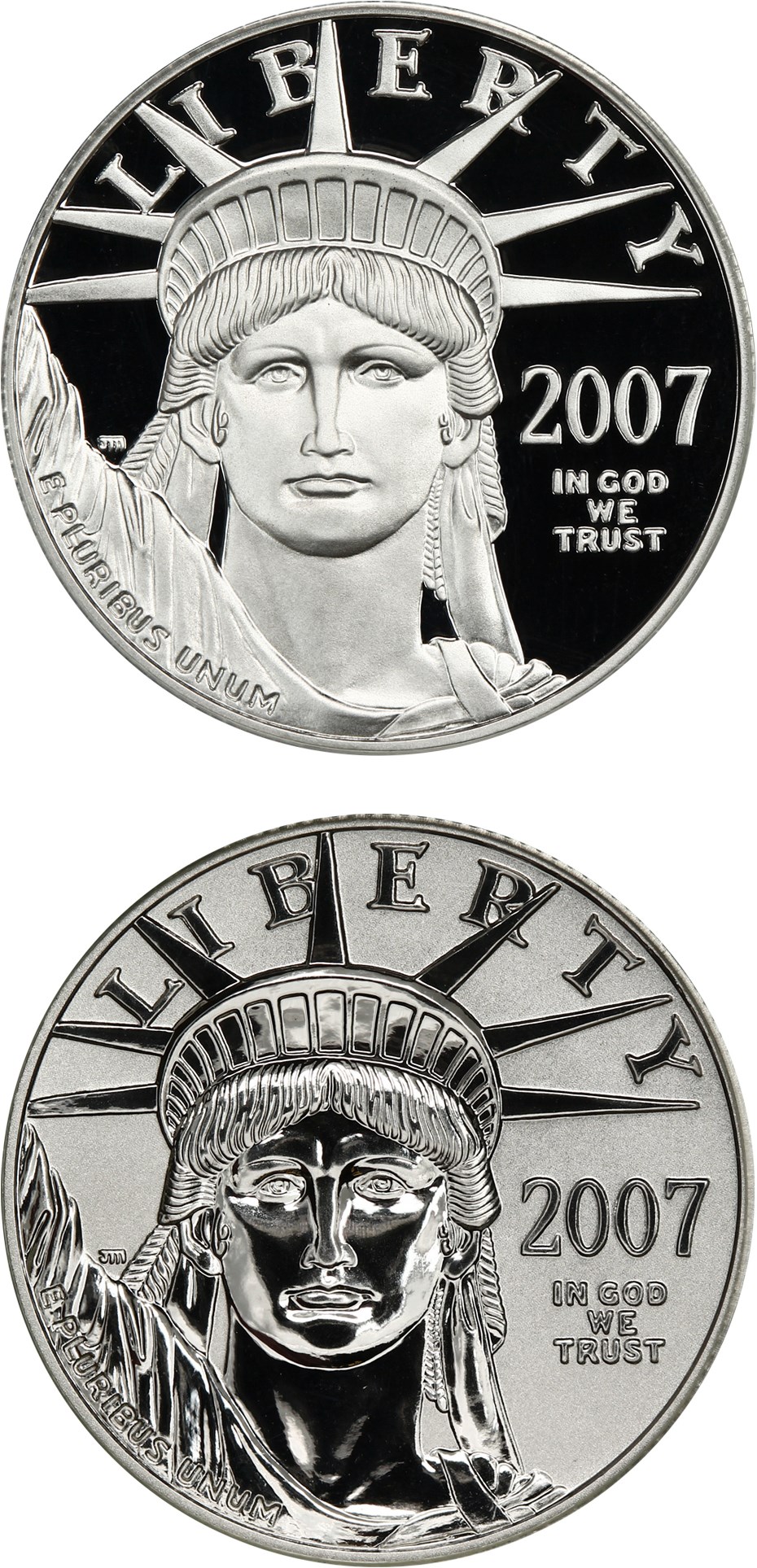 image for: 2007-W 10th Anniversary Platinum Eagle Two Coin Set $50 PCGS Proof 69 DCAM (First Strike)