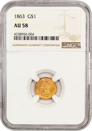 image for: 1863 G$1 NGC AU58