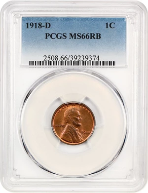 image for: 1918-D 1c PCGS MS66 RB