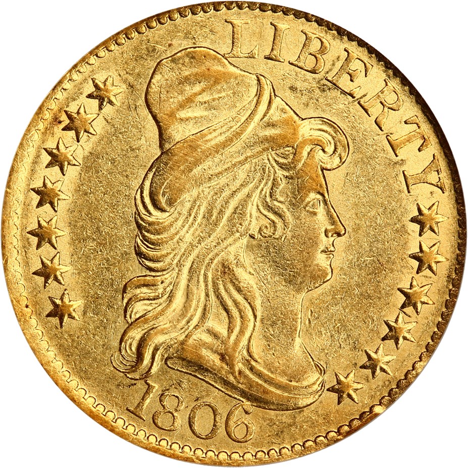 image for: 1806 $5 NGC/CAC AU58 (Knobbed 6)