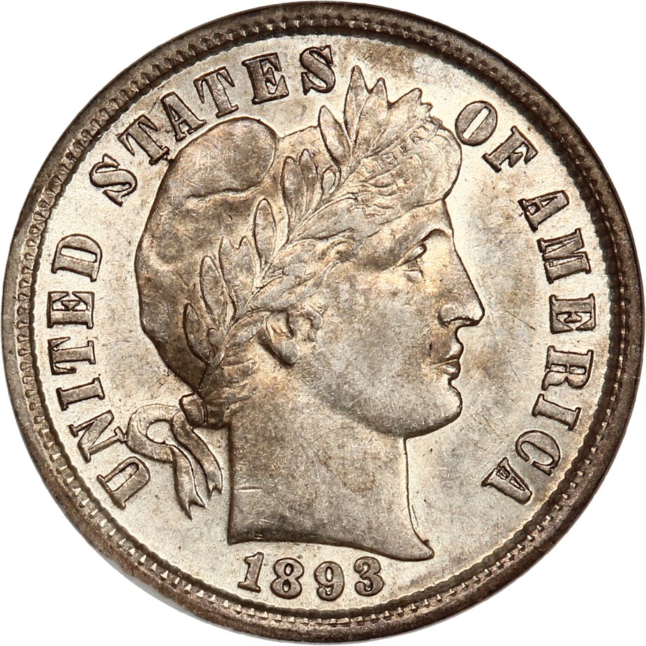 image for: 1893/2 10c NGC AU53