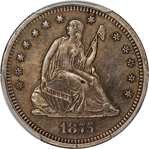 image for: 1875-S 25c PCGS AU50