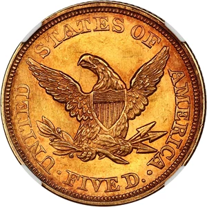 image for: 1855 $5 NGC/CAC MS62 (MPD, VP-001)