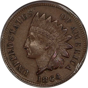 image for: 1864 1c ANACS AU Details (Bronze, No L, Scratched)