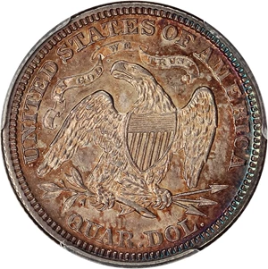 image for: 1873 25c PCGS AU55 (No Arrows, Open 3)