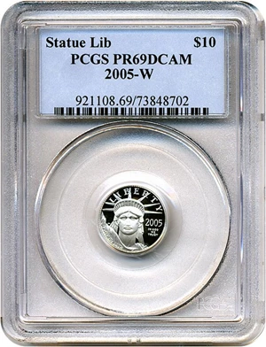 image for: 2005-W $10 Platinum PCGS Proof 69 DCameo
