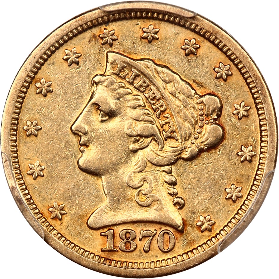 image for: 1870-S $2 1/2 PCGS XF40