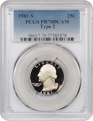 image for: 1981-S 25c PCGS Proof 70 DCAM (Type 2)