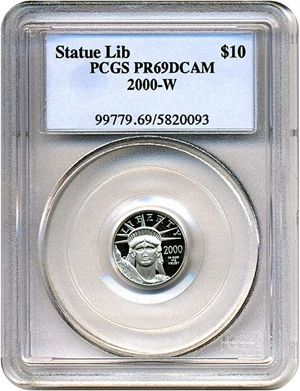 image for: 2000-W $10 Platinum Eagle PCGS Proof 69 DCameo
