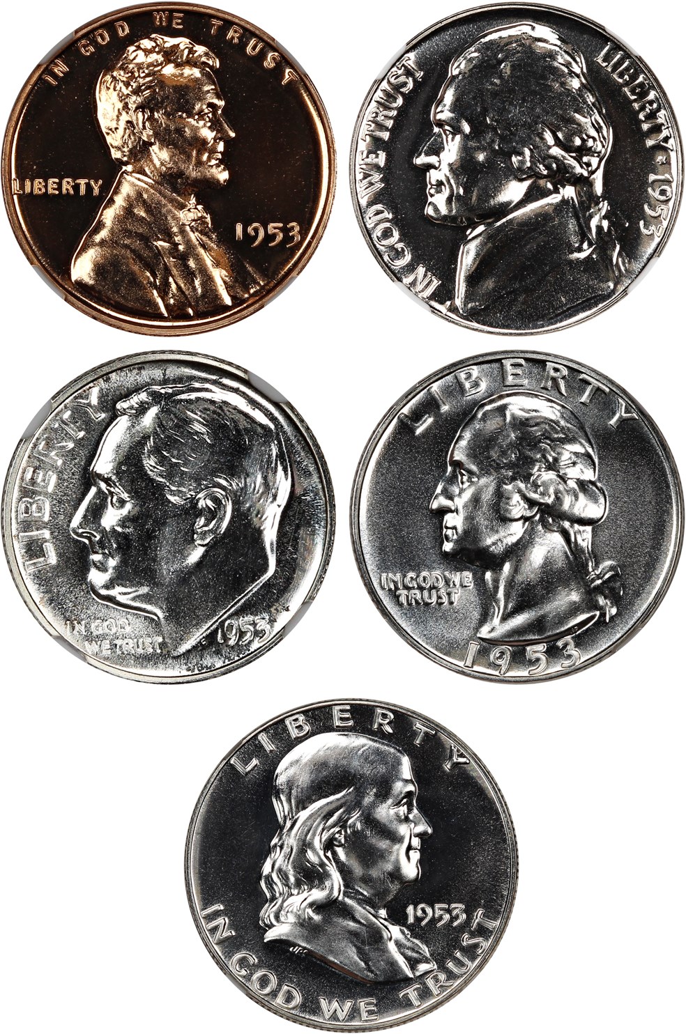 image for: 1953 Proof Set NGC Proof 64-68 (5 Coins)