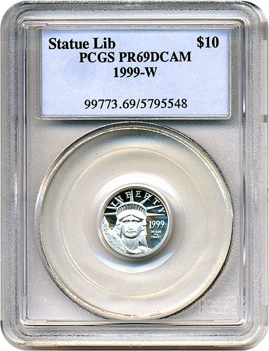 image for: 1999-W $10 Platinum Eagle PCGS Proof 69 DCameo