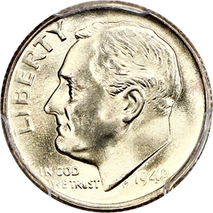 image for: 1948-S 10c PCGS MS67 FB